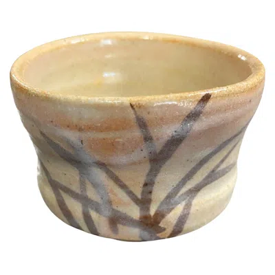 Pre-owned Rosanjin Kitaoji Signed Shino Ware Sake Tea Cup With Original Signed Sealed Box In Brown