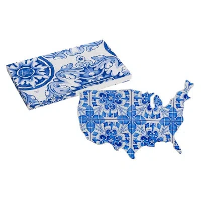 Rosanna Azul Serving Dish In Blue;white