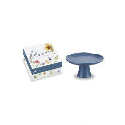 Rosanna Bloom Pedestal Cake Stand In Dark Blue