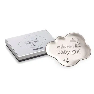 Rosanna Cloud So Glad You're Here Baby Girl Trinket Dish In White