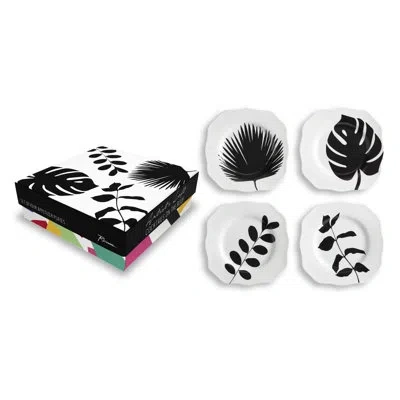 Rosanna Cocktails On The Roof Decorative Plate In Black,white