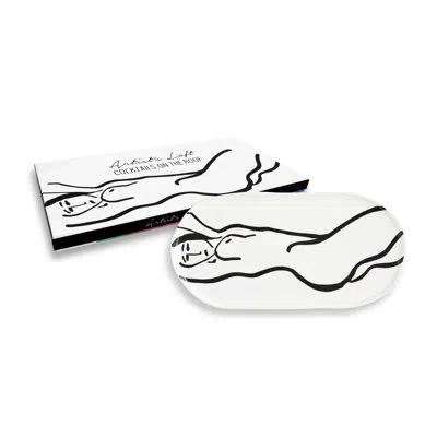 Rosanna Cocktails On The Roof Decorative Plate In Black,white