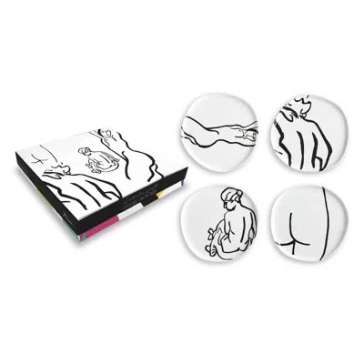 Rosanna Cocktails On The Roof Decorative Plate In Black,white