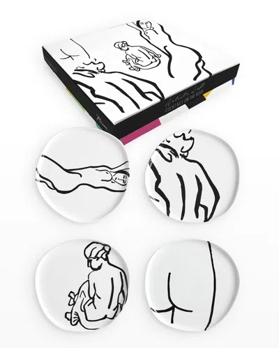 Rosanna Cocktails On The Roof Plates In Nude, Set Of 4 In White