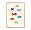 Rosanna Corfe A3 - 'oink' Colourful Patchwork Pigs Print In Multi