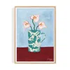 Rosanna Corfe Blue / Red A2 Teal Herons On Jug Print, Blue, Red In Blue/red