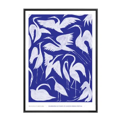 Rosanna Corfe Blue / White A4 Limited Edition Ldf Herons Print - Blue, White In Blue/white