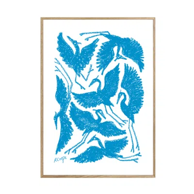 Rosanna Corfe Blue / White Sky Blue Herons Pastel Print