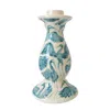 Rosanna Corfe Green / Blue Herons Hand Painted Ceramic Candlestick  - Blue, Green In Green/blue