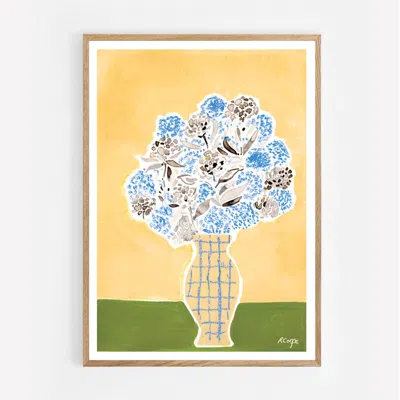 Rosanna Corfe Green / Blue / Yellow A3 - Hydrangea Vase Print