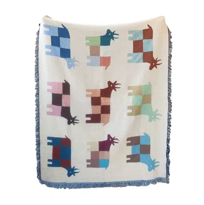 Rosanna Corfe Moo Cows Recycled Cotton Woven Throw In Multi