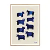 Rosanna Corfe Neutrals / Blue A3 - Blue Cow Print In Multi