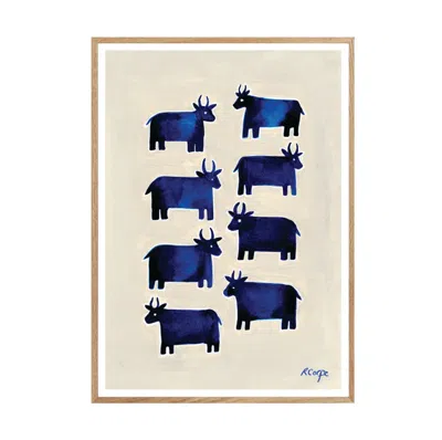 Rosanna Corfe Neutrals / Blue A3 - Blue Cow Print In Multi