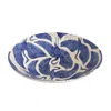 Rosanna Corfe Neutrals / Blue Hand Painted Herons Large Serving Bowl - Deep Blue