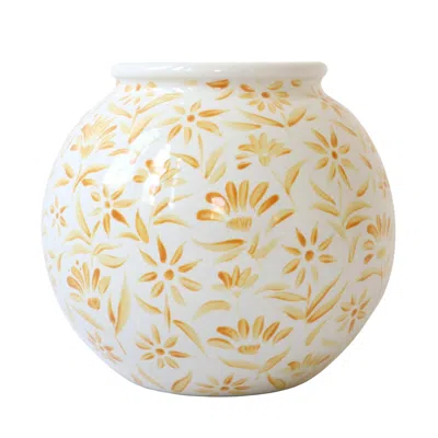Rosanna Corfe Orange / Neutrals / White Sunburst Large Ball Vase - Yellow In Multi