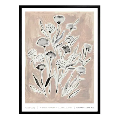 Rosanna Corfe Pink / Purple / Grey A3 - Wishful Pink Floral Print In Pink/purple/grey
