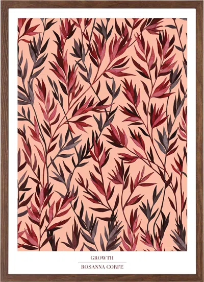 Rosanna Corfe Pink / Purple / Red A3 - 'growth' Blush Pink Botanical Print In Pink/purple/red