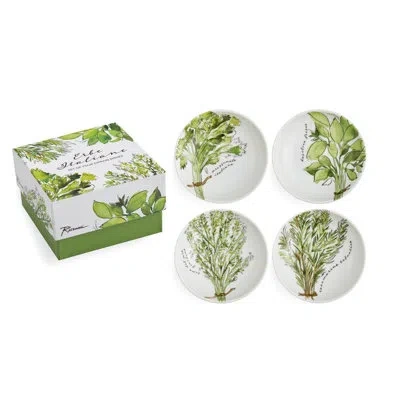 Rosanna Erbe Italiane Dipping Dish Set Of 4 In White;green