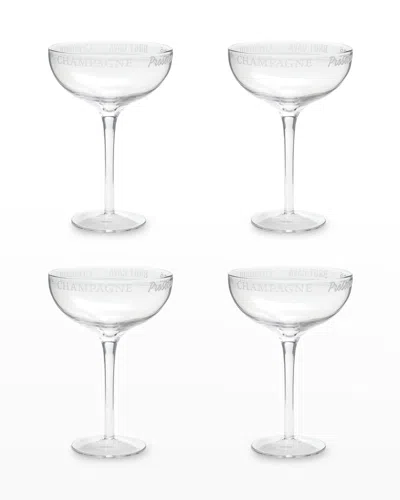 Rosanna Farm To Table Etched Glass Champagne Flutes, Set Of 4 In Transparent