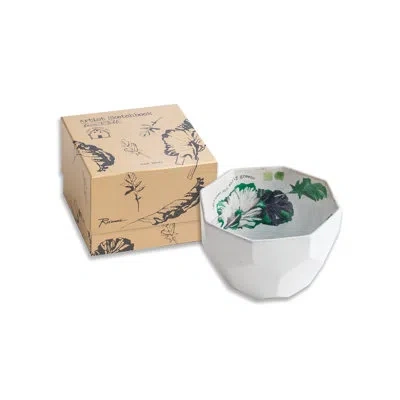 Rosanna Farm To Table Mixed Greens 24 Fl Oz. Serving Bowl In White;green
