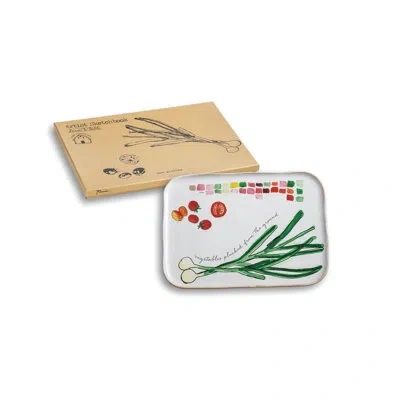 Rosanna Farm To Table Spring Onion Rectangle Platter In White;green