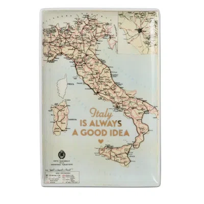 Rosanna Grand Tour Italy Tray Italy Map In White