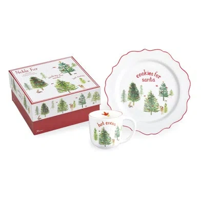 Rosanna Noble Fur Cookies For Santa Mug & Plate Set In White;green;red