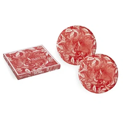 Rosanna Noble Fur Plates Round Set Of 2 In Red