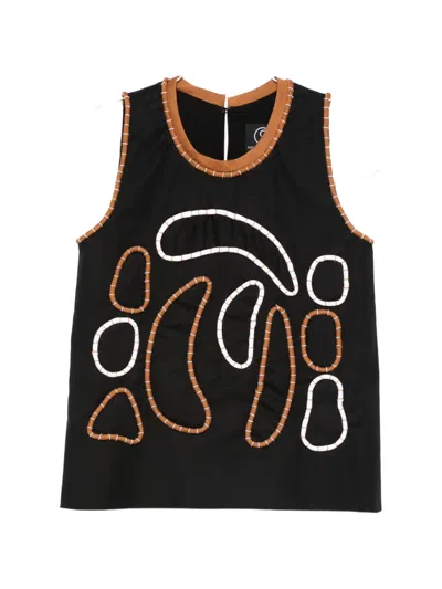 Rosanna Ocampo Brown-trim Blouse In Black