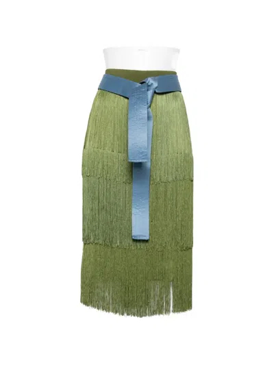 Rosanna Ocampo Lola Fringed Tiered Mid Skirt In Transparent