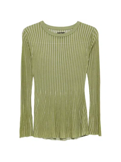 Rosanna Ocampo Lola Ribbed-knit Long-sleeve Sweater In Green