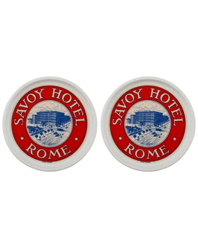 ROSANNA ROSANNA SET OF 2 THE GRAND TOUR ITALY COASTERS: SAVOY HOTEL