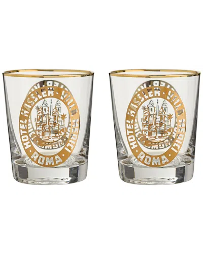 ROSANNA ROSANNA SET OF 2 THE GRAND TOUR ITALY DOUBLE OLD FASHIONED GLASSES
