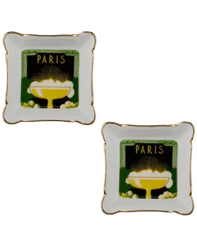 Rosanna Set Of 2 The Grand Tour Paris Trinket Trays: Champagne In Multi