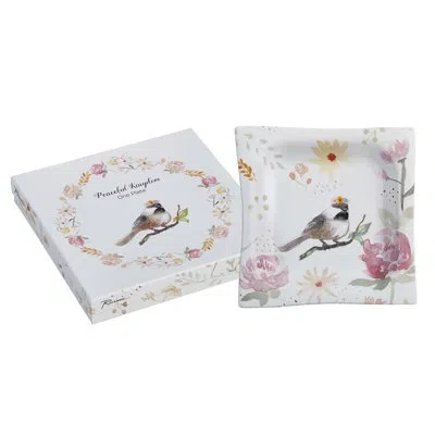 Rosanna Square Ceramic Tray In Brown;white;pink