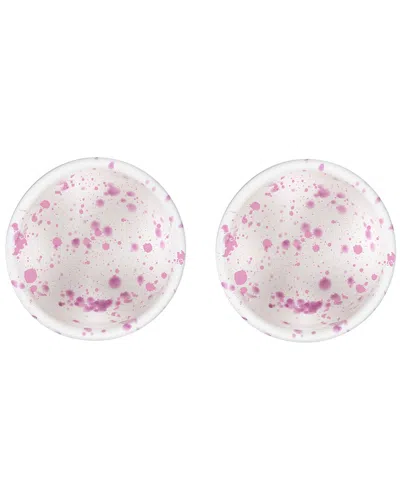 Rosanna Tabletop Set Of 2 Love Bowl Dipping Dishes - Heavy Splatter In Pink