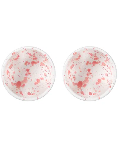 Rosanna Tabletop Set Of 2 Love Bowl Dipping Dishes - Heavy Splatter In Pink