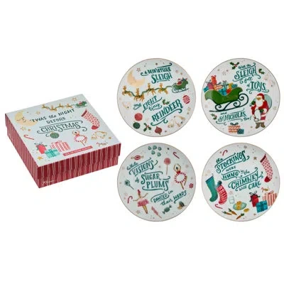 Rosanna Twas The Night Before Christmas Plates S/4 In White