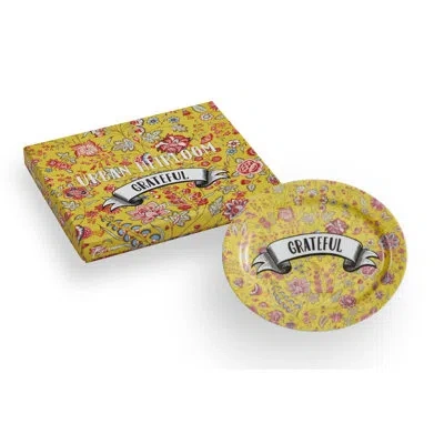 Rosanna Urban Heirloom Tray Grateful In Yellow;pink