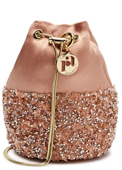 Rosantica Baia Embellished Satin Pouch In Rose