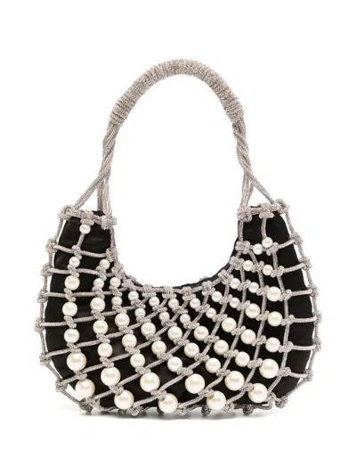 Rosantica Bead Embellishment Bag In Black