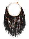 Rosantica Beaded Fringe Necklace In Black