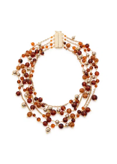 Rosantica Beaded Gold-plated Necklace In White