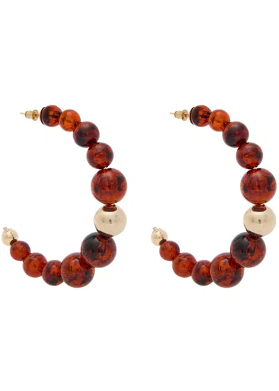 Rosantica Beaded Hoop Earrings In Burgundy