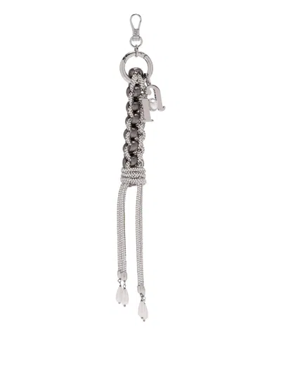 Rosantica Braided Crystal-embellished Bag Charm In Silver