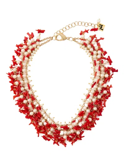 Rosantica Coral Pearl Necklace In Red