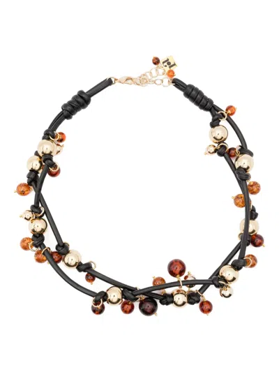 Rosantica Cord Beaded Necklace In Gold