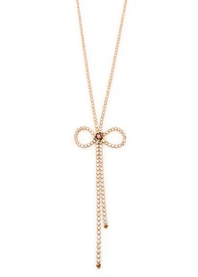 Rosantica Crystal-embellished Bow Necklace In Gold