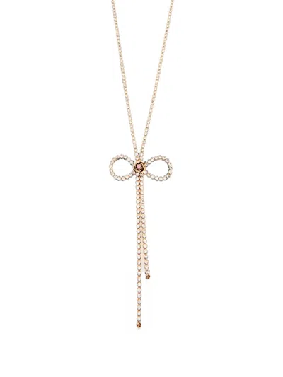Rosantica Crystal-embellished Bow Necklace In Gold
