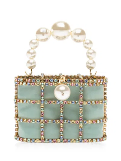Rosantica Crystal-embellished Cage Tote Bag In Blue